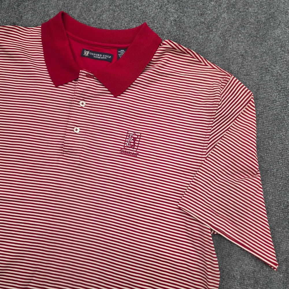 Oxford Golf Super Dry TPC Sugarloaf Mens XXL Red White Striped Polo Shirt XXL